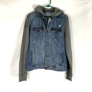 Hollister Denim Hoodie Jacket Distressed Holes Grunge M Men's